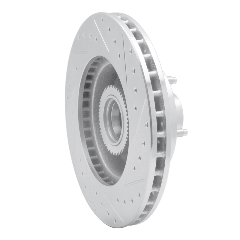 Dodge Ram 1500 Van Brake Rotor (1) - Front Left - R1 Concepts - Drilled & Slotted - Silver - 2003